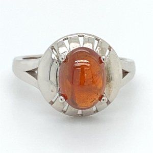 Spessartine 4.45ct Rhodium Finish Solid 925 Sterling Silver Ring